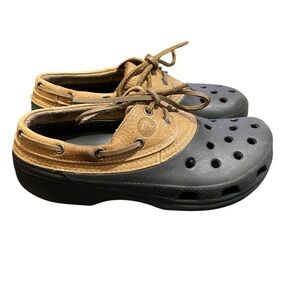 Crocs Brown Islander Leather Pit crew  Boat Shoe Women Size 10/ Men Size 8